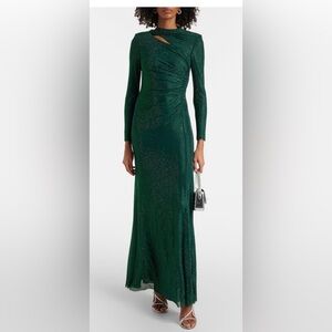 Self-Portrait Green Long Sleeve Dress